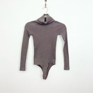 Intimately Free People Metallic Mock Neck Bodysuit